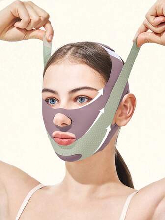 1 件装灰色/粉色/紫色简约弹性面膜绷带，无缝舒适双层可重复使用面部绷带，适合日常佩戴