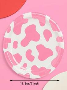 10pcs Pink Cow Print Paper Tray- 7 "/9" Plate, Dinner Tray, Disposable Paper Tray, Bachelorette Party Decor, Last Rodeo, Rodeo Birthday Party, Cool Cake Plate