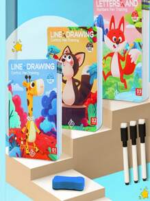 Erasable Pen Control & Concentration Training Set - Color Shape Math Match Game, Brain-Boosting Reusable Magic Tracking Book, No Batteries Required,Back To School