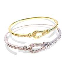 1 pieza Brazalete de lujo estilo celebridad con incrustaciones micrométricas con forma de casco de caballo, y un exquisito brazalete - Pulsera de herradura - Ver 7