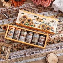 20 Rolls Washi Tape Set, Vintage Washi Tape, Yellow Black Decorative Tapes, Planner Accessories Bee Flowers Butterfly Botanical School Supplies Perfect For Scrapbooking Supplies, Junk Journal, Bullet Journaling, Art Crafts