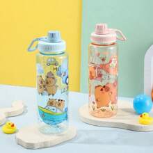 1 sticlă de apă portabilă cu design Capybara, 1000 ml/32 oz, reutilizabilă, cu capacitate mare, pentru băut direct, pentru activități în aer liber, sport, fitness, birou, picnic, camping, călătorii, ziua de naștere, cadou de aniversare