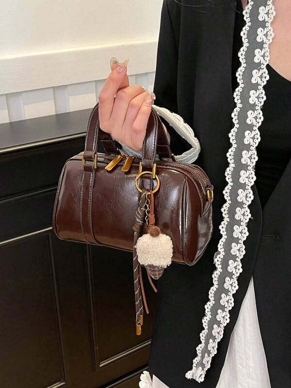 حقيبة يد فاخرة بلون أحادي من جلد البولي يوريثان الناعم وخفيفة الوزن، حقيبة هدايا عصرية رجعية مناسبة للاستخدام اليومي والعطلات للنساء، موديل جديد لعام 2025