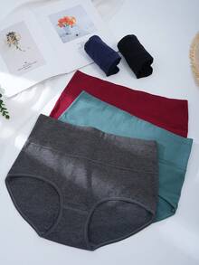 5 Pack Women's High Waist Cotton Underwear Soft Comfy Brief Stretch Ladies Full Coverage Panties - Nhiều màu - Xem 5