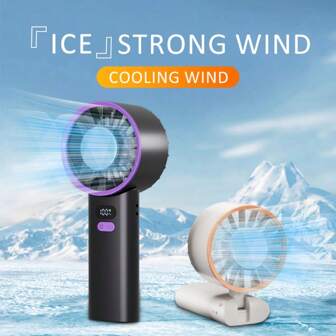 1pc Portable Hurricane Ice Pack Handheld Cooling Fan, 3600mAh USB Rechargeable With LED Digital Display, 100 Adjustable Wind Speeds, Mini Cooling Device With Turbo Technology, Semiconductor Cooling Plate, Ice Touch Cooling, Ideal For Indoor & Outdoor Use