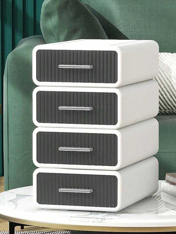 1 pieza Caja de almacenamiento de escritorio con asa plateada de metal, organizador de estilo cajón para escritorio de estudiante, papelería, cosméticos, uso de oficina