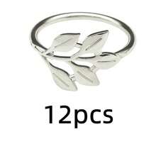 Wholesale Wedding Table Decorations: 100pcs/48pcs/20pcs/12pcs/6pcs/1pc Gold And Silver Leaf Napkin Rings - Multicolor - View 10