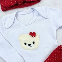 Sempre Bebê Baby Girl Clothing Set Long Sleeve Bodysuit With Pants And Headband Blogueirinha Diva Leopard Kitten Bow Outfit Winter Cold Weather Set Red Polka Dot Teddy Bear - 紅白色 - 查看 7