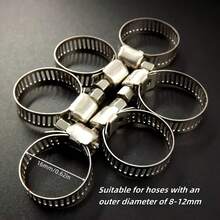 Set de 50 abrazaderas de manguera de acero inoxidable, de 1/4" a 1-1/2", con tornillo sinfín, banda de metal duradera, apropiado para combustible, plomería, automoción, maquinaria, tuberías, enfriadores - Plateado - Ver 2