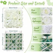 24 Pcs White 3D Flower Wall Backdrop 7.5ftx5ft Wedding Rose Floral Wall Backdrop For Bridal Shower Birthday Party Wedding Rose Floral Photo Background Valentines Christmas Wedding Decorations - 白色 - 查看 4