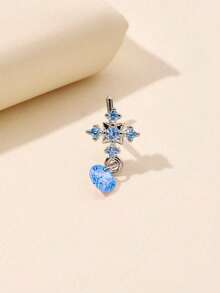 1件闪亮十字形粉色圆形吊坠鼻钉，L形20G垂坠鼻环，鼻部穿孔饰品，锆石鼻骨垂坠鼻环，适合女性，情人节，母亲节礼物 - 銀色藍 - 查看 10