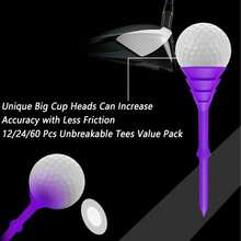 Golf Tees Plastic 3 1/4 Inch Upgrade Unbreakable Bulk 50 Packs Reduce Friction Side Spin Stable 83 Mm Long Tee For Golfer Practice - Purple - View 3