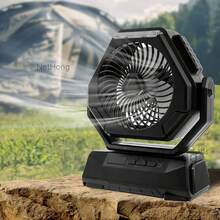 NetHong USB Rechargeable Battery Powered Tent Fan Portable Camping Fan With LED Lantern - Black - View 3
