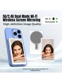 Écran magnétique pour selfies et vlogs, enregistrement sans fil 1080p, caméra arrière pour selfies, vlogs, diffusion en direct sur TikT0k, compatible avec iPh0ne, Android, téléphones portables, pour selfies, activités de plein air, interviews, diffusion en direct, photographie et vidéo, enregistrement vidéo, réunion Zoom, selfies, activités de plein air, interviews, diffusion en direct, vlogging