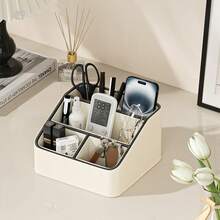 Remote Control Holder, PU Leather Small Desk Organizer Stylish Cute Desktop Organizer For Home Office Desk Accessories, Remote Caddy Bedside Nightstand Organizer For Women Men - Multicolor - View 8