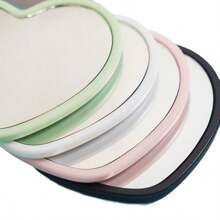 Heart Shaped Mini Mirror, Polished Surface, Plastic Frame, Tabletop Mounting, Fragrance-Free, Floral Theme, Portable, No Electricity Required, Glass Surface - Pink/White/Black Options