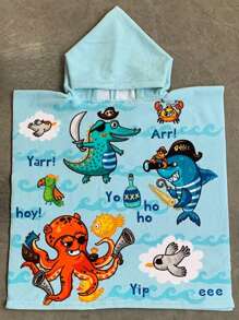 1PC Kids Beach Towel For Boys Girls, Mermaid Hooded Bath Towel Wrap, Toddler Pool Towel With Hood For 3-6 Years Old