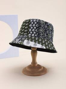 1 Piece Spring/Summer Colorful Floral Print Reversible Bucket Hat, Bohemian Allover Print Sun Protection Bucket Hat, Suitable For Spring, Summer, Autumn - B - View 20