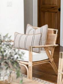 1pc Boho Striped Cushion Cover, Suitable For Bedroom, Living Room, Office (Without Insert) - Black - View 2