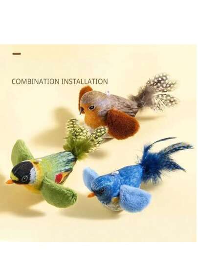 Juguetes para gatos simulados de pájaros, juguete interactivo de peluche con pájaro parlante para gatos, gatitos, gatos, pájaro volador y agitado, juguete interactivo de pájaros para deportes de gato de interior