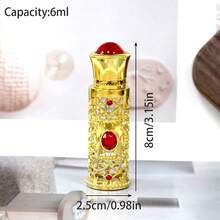 1 件 6ml 迪拜风格镂空水钻香水瓶、化妆品可再填充容器、装饰精油瓶、梳妆台配件、高端节日礼物、可再填充旅行友好配件（不含香水） - 彩色 - 查看 4