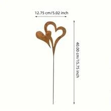 1PC Rusty Heart-Shaped Garden Stake, Metal Garden Decor, Wedding Valentine'S Day Decorations, Rust-Colored Double Hearts Garden Stakes For Flower Pots Lawns Courtyards, Spring Summer Decorations
