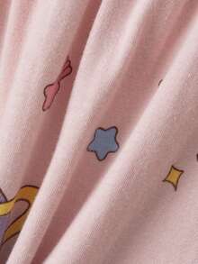 6pcs/Set Girls' Cartoon Summer Pajamas, 100% Cotton Short Sleeve Shorts Set, Toddler Young Girl Thin Sleepwear Set, Cartoon Bear & Rabbit Print - Multicolor - View 11