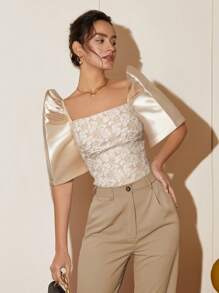 Amyenjoylife Women's Modern Elegant Filipiniana Attire, Casual Short Sleeve Blouse