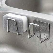 1/2pcs Stainless Steel Sink Sponge Holder, Durable Self-Adhesive Dish Drying Rack For Kitchen Sink, Bathroom Accessories - Multicolor - View 8