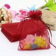 50/100pcs Wine Red Gift Packaging Bags, Dark Red Organza Candy Bags, Multicolor Mixed Wedding Candy Bags, Wedding Necessities Gift Bags, Tableware, Outdoor Storage Bags, Wedding Candy Packaging Bags, Multiple Sizes, Various Festival Party Packaging Supplies, Holiday Home Goods, Holiday Wedding Party Gift Packaging Supplies, Festival Activities And Party Supplies