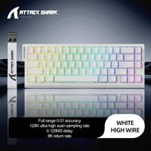 ATTACK SHARK X68 HE 8000Hz Rapid Trigger Keyboard, 0.01mm RT Accuracy Wired Gaming Keyboard With Magnetic Switch, Adjustable Actuation, Rapid Trigger, Snap Tap, RGB Lighting For PC