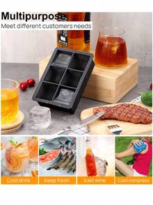 6-Grid Ice Cube Tray With Lid, Soft & Easy Release Ice Mold For Cocktail, Quick Making Various Drinks, Suitable For Multiple Occasions - Multicolor - View 4