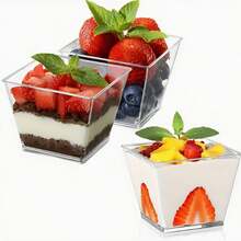 50pcs/100pcs Transparent Plastic Dessert Cups, Mousse Cups, Appetizer Cups For Cakes, Sweets, Party, Wedding, Catering