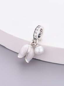 HuooNew 1 Stück 925 Sterling Silber Perlen Blumen Anhänger, Unisex Geburtstagsgeschenk