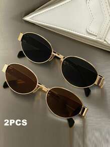 4 pièces / 3 pièces / 2 pièces / 1 pièce Lunettes de mode ovales en métal de style rétro européen et américain, lunettes en forme de diamant, lunettes semi-circulaires, style rétro populaire et polyvalent, convenant aux hommes et aux femmes, pour les vacances, les loisirs, les accessoires de plage, l'utilisation quotidienne et les activités de plein air pour les vacances d'été à la plage, les sorties, les voyages