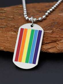 MONALLY Modische Accessoires im Hip-Hop-Stil zum Pride Month, Regenbogenanhänger-Halskette mit Kugel-Kette aus Edelstahl in den Farben der Schwulen- und Lesben-Flagge, Sommergeschenk für Partys