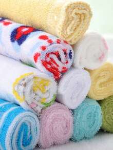 8pcs Baby Soft Towels, Baby Bath Towels, Children's Bathing & Feeding Wet Wipes - Random Towel Colors (Note: Some Styles Are Not Shown In The Picture) - Multicolor - View 3