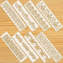 8pcs Exquisite Frame Templates, Flower Templates, Cake Decorating Templates, Reusable DIY Art & Craft Templates, Decorative Borders Baking Tools For Painting On Wood, Canvas, Paper And Fabric,Back To School,School Supplies