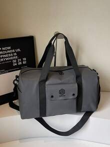 30L Waterproof Cylindrical Travel Duffel Bag With Separate Dry & Wet Compartments, Shoe Compartment, Suitable For Short Trip, Training, Business Trip, Gym, Swimming, Beach, Camping, Dance, Hospital Stay And Weekends. Can Be Stacked On Suitcase. - Grey - View 3