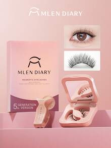 Mlen Diary 磁性睫毛套装，9-13.5 毫米可重复使用假睫毛，无需眼线，升级版 3D 双磁性睫毛，便携式无胶睫毛簇，适合轻盈自然妆容（美国甜心）条状睫毛，睫毛，睫毛，假睫毛 - 自然纖長款 - 查看 8