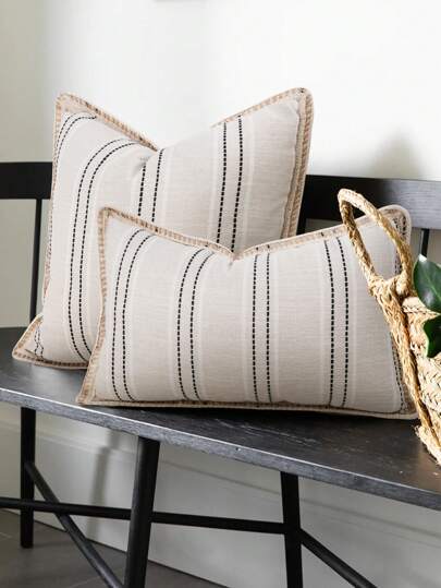 1pc Boho Striped Cushion Cover, Suitable For Bedroom, Living Room, Office (Without Insert)