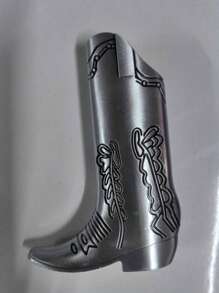1pc Fashionable Silver Cowboy Boot Shaped Bic J6 Lighter Cover - Perfect For Parties And Daily Use