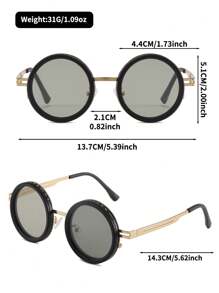 Classic Retro Round Frame Fashion Glasses With Black Tinted Lenses, Self-Adjustable, Niche Design With Premium Feel For Summer Beach Vacation,Outdoor,Travel