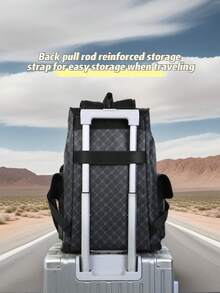 Men PU Floral Vintage Backpack Large Capacity Business Commuter Bag Stylish Casual Travel Laptop Bag Perfect Gift For Men Suitable For Students And All Occasions Lightweight Portable Design For Quick Trips Attach To Luggage,Unisex Design Backpack For Travel Bag Laptop Luxury Bags - Black - View 5