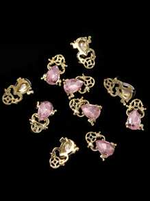 10 Pieces Of Pink Nail Art Accessories, Alloy Rhinestone Three-Dimensional Exquisite And Versatile Light Luxury Nail Pendants, DIY Wearable Nail Material Bag, Suitable For Nail Salons