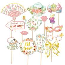 14pcs/Set, Tea Party Photo Booth Props Tea Party Decorations Alice In Wonderland Party Supplies Garden Party Bridal Shower For Women,Floral Party Supplies,Tea Garden Party Decorations Christmas Decorations Home Christmas Gifts Christmas Decor - Multicolor - View 5