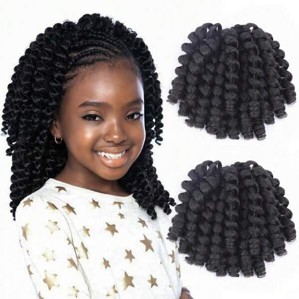 2 Pcs Synthetic Wand Curl Crochet Hair Extensions 10 Inch Short Spring Twist Crochet Hair For Women 40 Strands