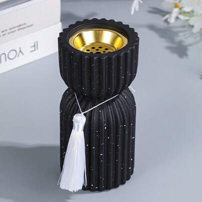 双层竖条纹带吊流苏树脂香炉适用于家居装饰、节日装饰、办公室装饰和芳香疗法、纪念品、万圣节、幽灵、秋季、冬季、假日、节日