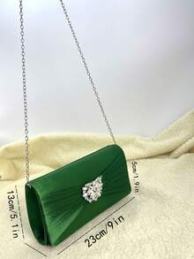 2025 New Fashion Minimalist Elegant Party Hand Carry Bag, Chain Strap Evening Clutch, Lightweight Luxury Daily Wear - Green - View 11