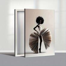1 Pc 2D Print Canvas Painting,Modern African-American Women's Art Prints - Perfect For Home Decor , Wooden Framed Art,High Quality ,Thickness 2. 25cm/1inch Wall Art Prints Poster Direct Hanging Decor For Home Gifts,Living Room, Bathroom, Bedroom, Kitchen,Bar,Office - 彩色 - 查看 6